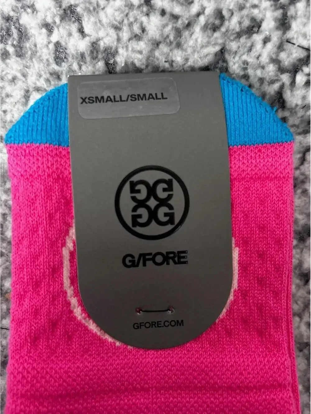 G/Fore Ladies Size XS/S (US 5-8) Knockout Pink Pray For Birdies Crew Socks